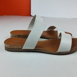 Sun Stone Women Flat Open Toe Slide Sandal White Faux leather 7.5M(lot69…